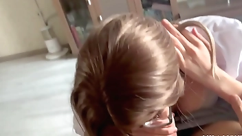 Fucked a teacher in glasses and black stockings at home after a deep, gentle, long blowjob after lessons. Milf.