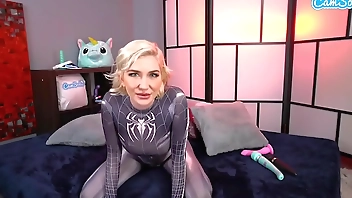 Camsoda - Blonde Teen Cosplay Plays As Spider Girl Masturbates On Cam