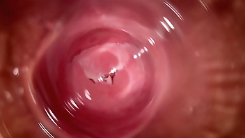 Camera deep inside Mia's tiny pussy