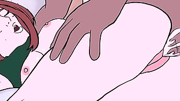 Hombre con verga enorme llena de leche el coño de Uraraka y ella bota leche por las tetas (cosplay de my hero academia) bucle