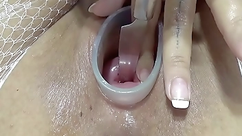 Mature wife fucking cervix and penetration in uterus with knifes