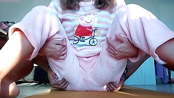 stepbrother risky petting teen 18yo  in pajama after study ( anal and cum on ass )