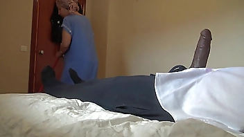 A French Muslim maid is disturbed when she sees his big black cock