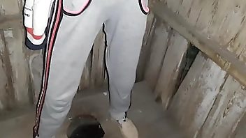 I caught my neighbor masturbating in the toilet on the street and I joined her - Lesbian Illusion Girls