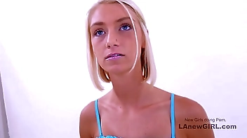 Beautiful Southern Bell fucked, swallows cum at audition