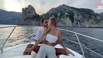 Fucking the captain on my boat tour to Capri while the crew watches