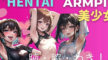 Beautiful young women staring at you while showing off their sexy armpits (hentai) (ai generated)