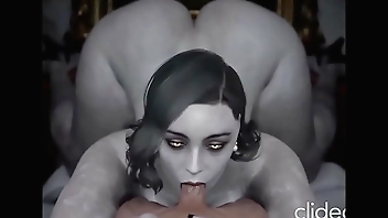 Lady Dimitrescu sucks a very nice cock