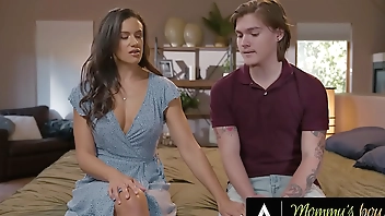 MOMMY'S BOY - MILF Penny Barber Caught Giving Stepson Dirty Talk Advice Through Earpiece! FFM 3-WAY