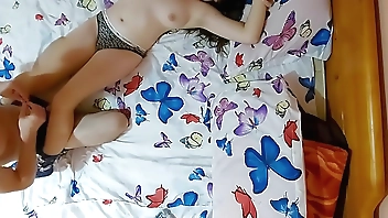 Young couple's hot lovemaking - top view