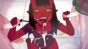 The girl decided to dispel longing in the team of three nerds - 3d animated sex where three dicks fucks one horny bitch