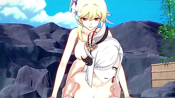 Shenhe and Lumine and Miko Yae and Raiden Shogun intense futanari sex. - Genshin Impact Hentai