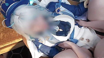 Genshin Impact Furiina cosplaying multiple orgasm hentai video