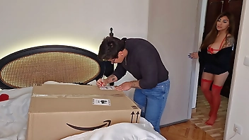 Surprise! I made my stepdad fuck me. I give him my ass in a box as a sex doll