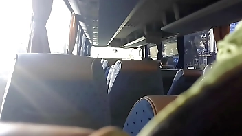 Blowjob on a public bus. Cute blonde set next to me and sucked and swallow cum - Full Video