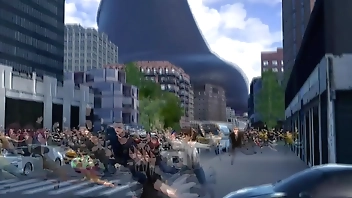 Two giantess crush city