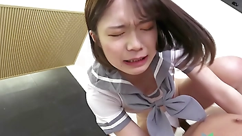 Brunette sexy Ayumi in cotume has sex with her lover.