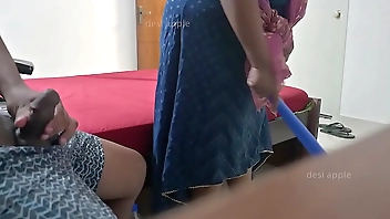 Flashing dick on real maid with twist
