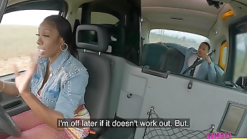 Female Fake Taxi Busty ebony driver with a huge ass treats her passenger to a hardcore fast fucking