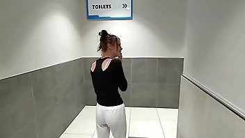 PUBLIC TOILETS FUCK CREAMPIE sneaking into a public toilet