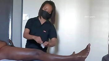 Indian teen massaging grandpa dick in spa