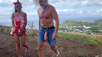 Abnormal sexual activities publicly in ocean and on mountain with biggest cock and smallest pussy