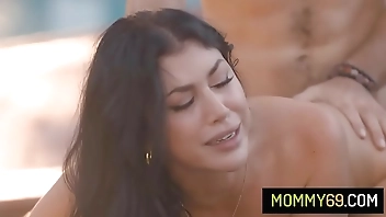 Perv stepson in hardcore threesome sex with his stepmom Queenie Sateen and her bestie Vanessa Sky