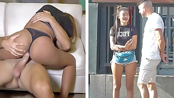 Asian Girl Next Door Get Picked Up And Her Pussy Demolished