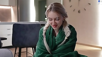 Sharing The Bed With StepSister on Vacation. She Got Scared and Got Cum on Her Panties...