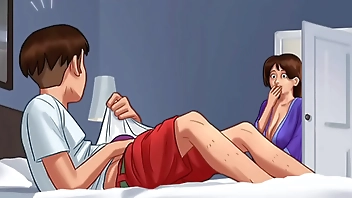 Summertime Saga - Caught Masturbating By His Busty Mature Stepmom