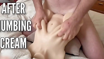 I put Numbing Cream on his Cock and ordered him to fuck sex doll