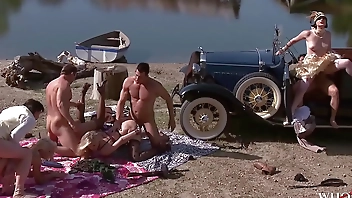 WHORNY FILMS Best Outdoor Porn Orgy Ever Hot Girls Indulge In Big Group Fuck