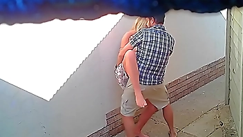 Cctv camera caught couple fucking outside public restaurant
