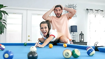 Step Siblings Play Pool and Whoever Wins Doesn't Have to Clean for A Month - Fuckanytime