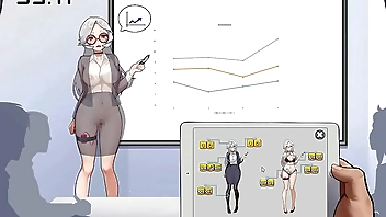Silver haired lady hentai using a vibrator in a public lecture new hentai gameplay