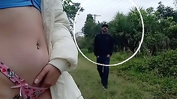 Wife goes to the park to masturbate watching athletes go for a walk