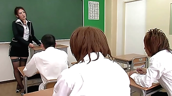 The sexy japanese tutor sucks off some of her students before ending up in a kinky hospital