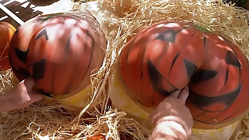 Fucking two big pumpkin asses