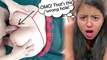 dios mío ese es el agujero equivocado sorpresa anal muy dolorosa con sexy estudiante latina de 18 años