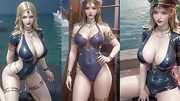 【AI Painting】Big Breasted Sexy Female Navy