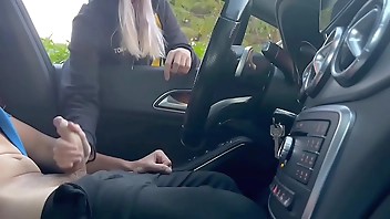 I wait in the car jerking off at the gym door and a girl helps me cum in public after leaving the gym