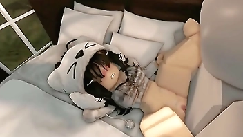 She gets fucked hard on her bed