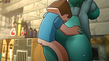 HornyCraft [ Parody Hentai game PornPlay ] Ep.39 Giant yoga pants thighjob