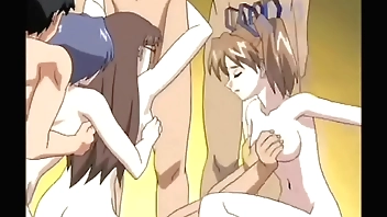Anime teen babe fucking dick in group orgy