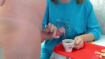 Femdom semen extraction food fetish compilation