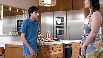 Stepmom Siri Dahl making a deal with her stepson Ricky Spanish to keep him quiet after seeing her naked in the kitchen