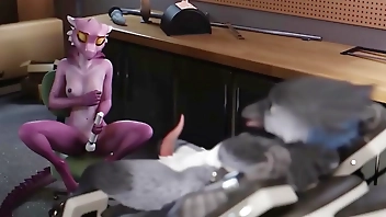 Furry Bird in Bondage and milked by his girl