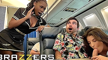 Lucky Gets Fucked With Flight Attendant Hazel Grace In Private When LaSirena69 Comes & Joins For A Hot 3some - BRAZZERS