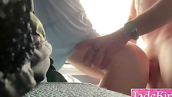 Horny girl fucks on public train