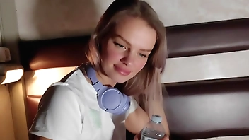 On the train, he fucked a married fellow traveler, posing as a producer.